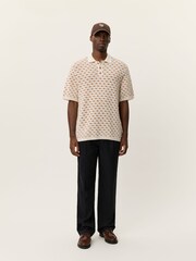 Les Deux White Esmay Shell Knitted Polo Shirt - Image 4 of 6