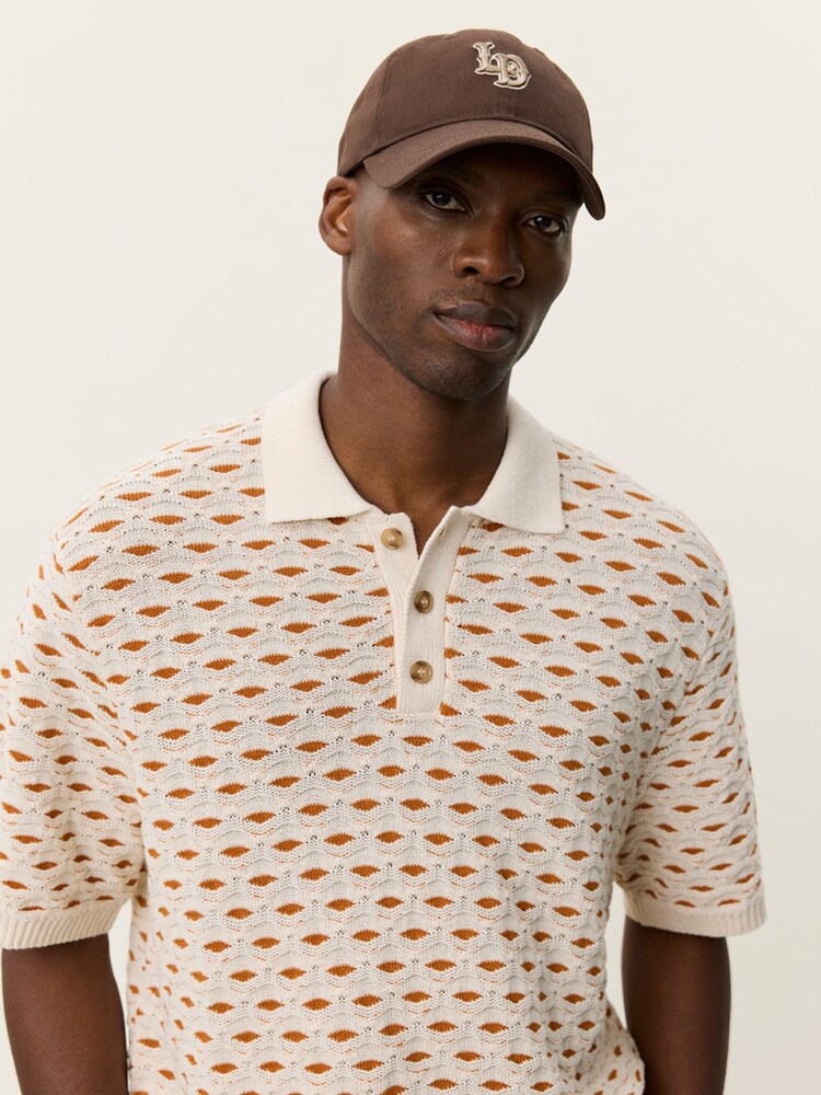 Les Deux White Esmay Shell Knitted Polo Shirt - Image 6 of 6