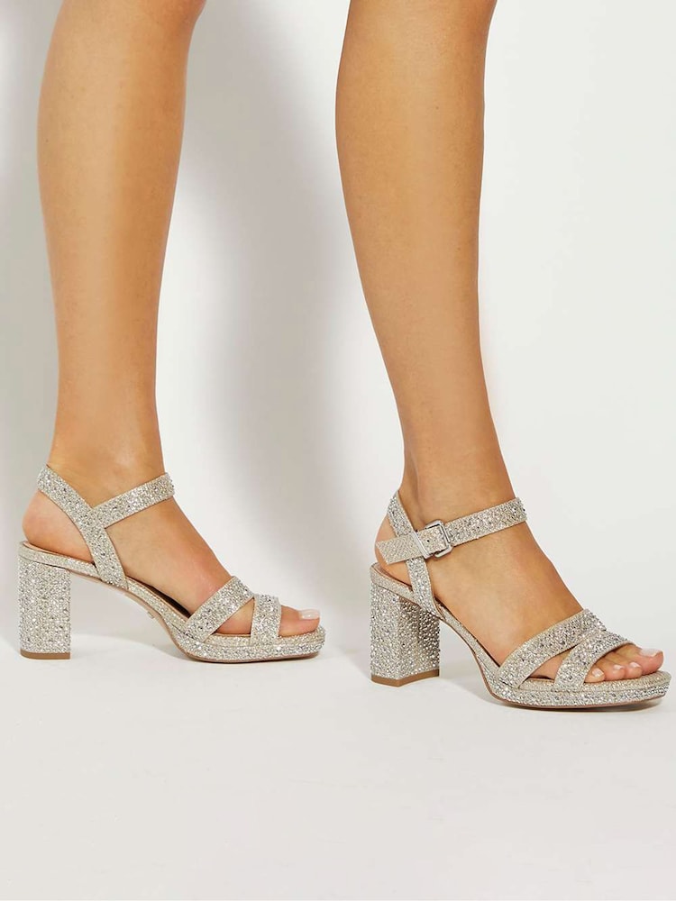 Dune London Gold Manifesting Mini Platform Sandals - Image 1 of 6