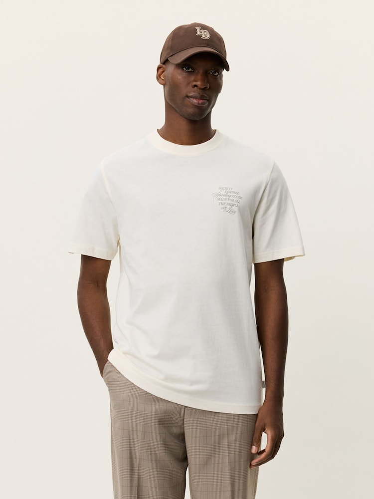 Les Deux White Ben Faience Print T-Shirt - Image 1 of 5