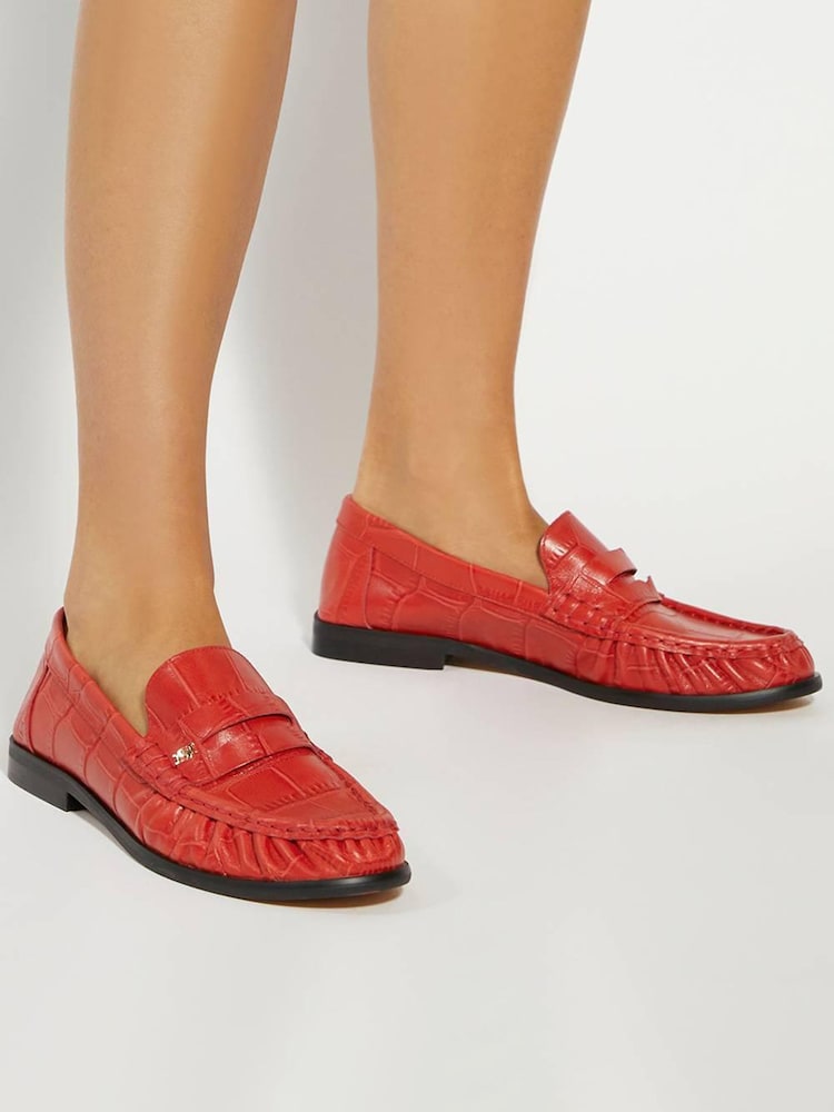 Dune London Red Grisella Ruch Detail Penny Loafers - Image 1 of 6 Dune London Red Grisella Ruch Detail Penny Loafers - Image 1 of 6