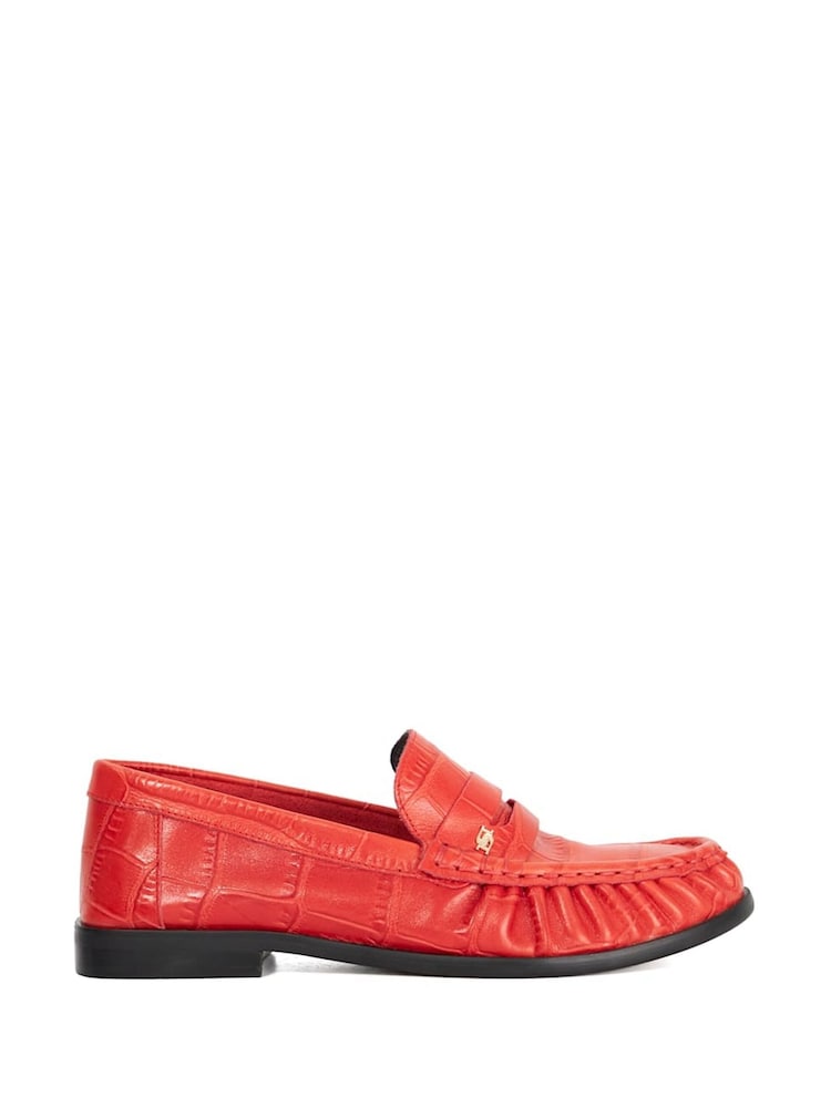 Dune London Red Grisella Ruch Detail Penny Loafers - Image 2 of 6 Dune London Red Grisella Ruch Detail Penny Loafers - Image 2 of 6