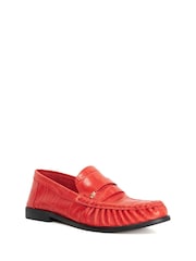 Dune London Red Grisella Ruch Detail Penny Loafers - Image 3 of 6