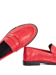 Dune London Red Grisella Ruch Detail Penny Loafers - Image 5 of 6
