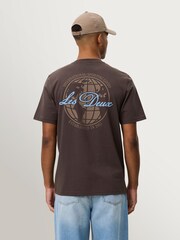Les Deux Brown Ben Globe Print T-Shirt - Image 2 of 7