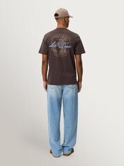 Les Deux Brown Ben Globe Print T-Shirt - Image 5 of 7