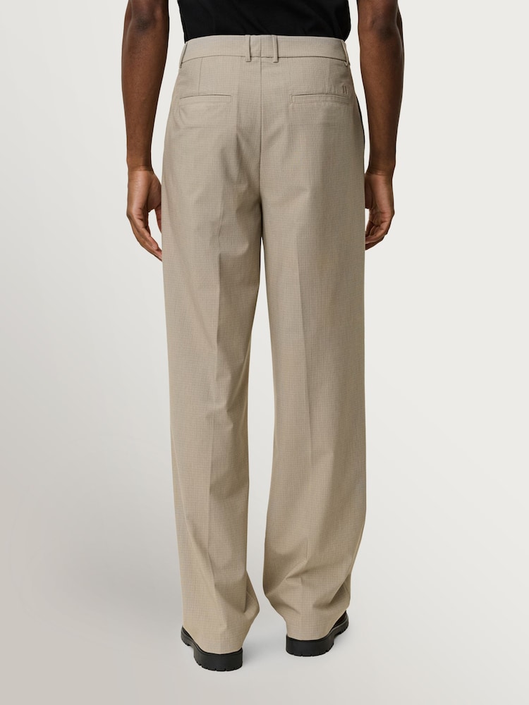 Les Deux Natural Reece Pleated Mini Check Trousers - Image 2 of 5