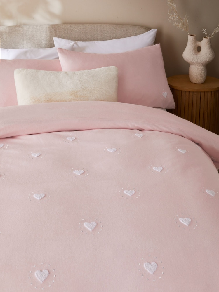Brushed 100% Cotton Tufted Heart Duvet Cover and Pillowcase Set - Изображение 2 из 5