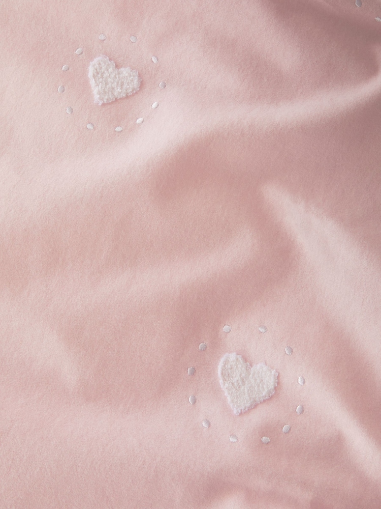 Pink Brushed 100% Cotton Tufted Heart Duvet Cover and Pillowcase Set - Image 4 of 5