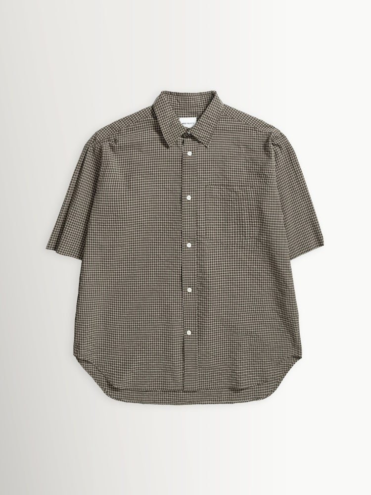 Norse Projects Brown Espevik Oversized Check Short Sleeve Shirt - Image 1 of 2