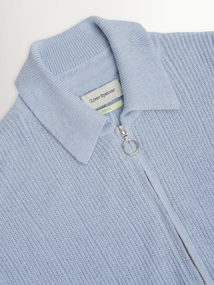 Oliver Spencer Blue Brice Half Zip Jumper - Image 2 of 4