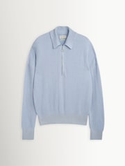 Oliver Spencer Blue Brice Half Zip Jumper - Image 5 of 8