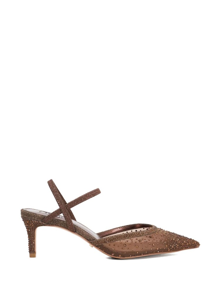 Dune London Brown Wide Fit Charismatic Pointed Lurex Slingback Shoes - Image 2 of 5 Dune London Brown Wide Fit Charismatic Pointed Lurex Slingback Shoes - Image 2 of 5