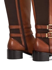 Dune London Brown Tatter Double Buckle High Boots - Image 2 of 6
