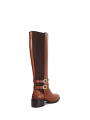 Dune London Brown Tatter Double Buckle High Boots - Image 4 of 6