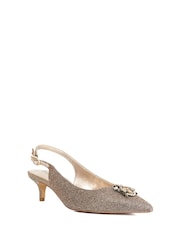 Dune London Brown Context Bug Detail Sling Back Shoes - Image 3 of 6