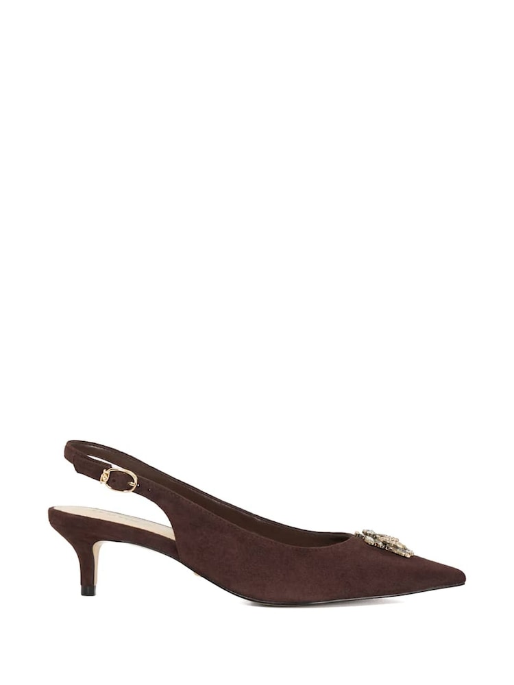 Dune London Brown Context Bug Detail Sling Back Shoes - Image 2 of 6 Dune London Brown Context Bug Detail Sling Back Shoes - Image 2 of 6