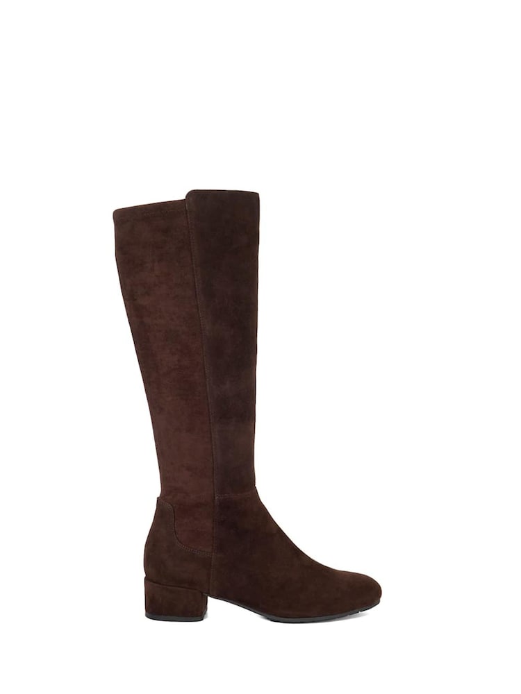 Dune London Brown Wide Fit Tayla Smart Stretch High Leg Boots - Image 1 of 5