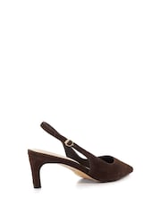 Dune London Brown Celinna Set Back Kitten Sling Back Heel Shoes - Image 3 of 5
