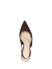 Dune London Brown Celinna Set Back Kitten Sling Back Heel Shoes - Image 4 of 5