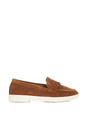 Dune London Brown Grinning Unlined Suede Loafers - Image 1 of 5