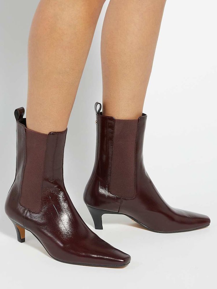 Dune London Black Odele Angle Midi Heel Ankle Boots - Image 1 of 6 Dune London Black Odele Angle Midi Heel Ankle Boots - Image 1 of 6