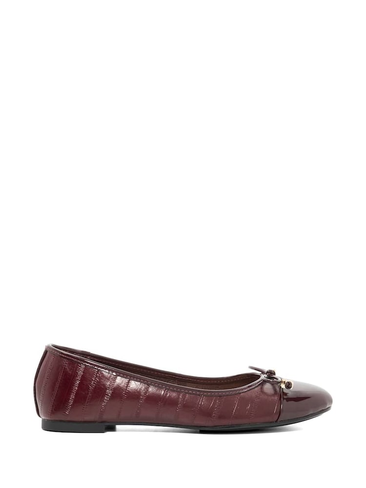 Dune London Red Wide Fit Hallo Charm Trim Ballet Flat Shoes - Image 2 of 6 Dune London Red Wide Fit Hallo Charm Trim Ballet Flat Shoes - Image 2 of 6