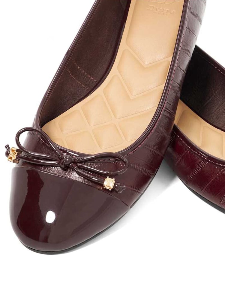 Dune London Red Wide Fit Hallo Charm Trim Ballet Flat Shoes - Image 6 of 6 Dune London Red Wide Fit Hallo Charm Trim Ballet Flat Shoes - Image 6 of 6