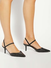 Dune London Black Classical Elasticated Open Court Shoes - Image 1 of 6