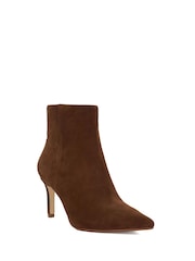 Dune London Brown Wide Fit Obsessively Mid Set Back Point Heel Boots - Image 3 of 6