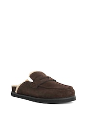 Dune London Brown Goldy Shearling Lined Backless Loafers - Image 3 of 6