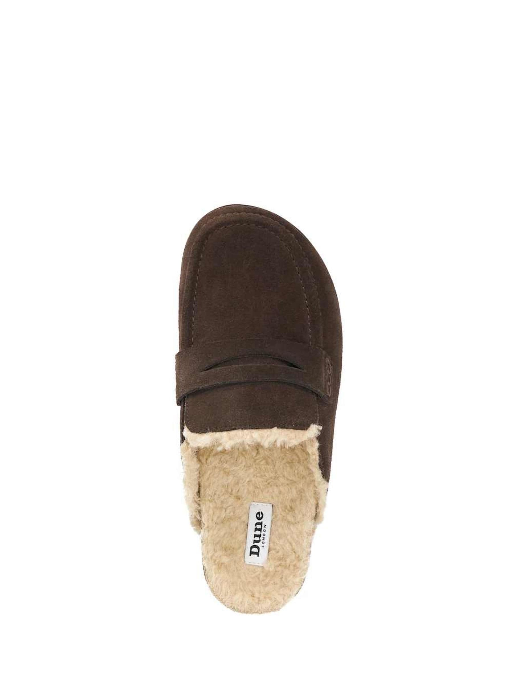 Buy Dune London Brown Goldy Shearling Lined Backless Loafers from
