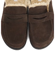 Dune London Brown Goldy Shearling Lined Backless Loafers - Image 6 of 6