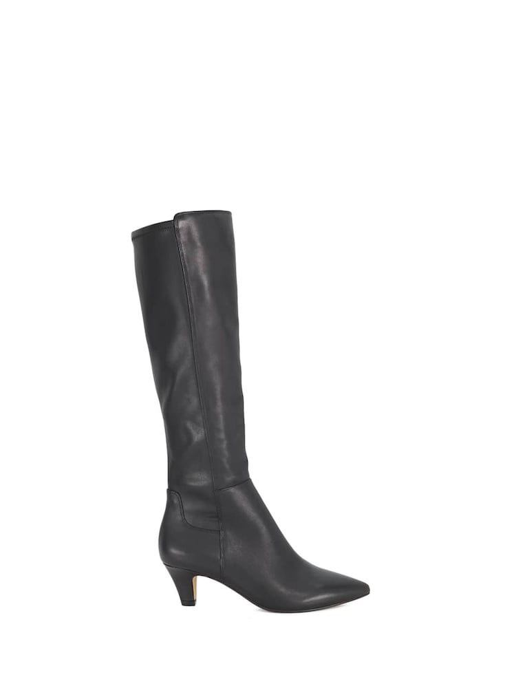 Dune London Black Sera Comfort Kitten Knee High Boots - Image 2 of 6 Dune London Black Sera Comfort Kitten Knee High Boots - Image 2 of 6