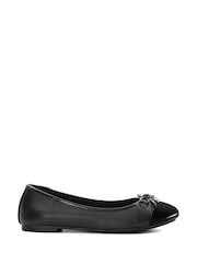 Dune London Black Wide Fit Hallo Charm Trim Ballet Flat Shoes - Image 2 of 6