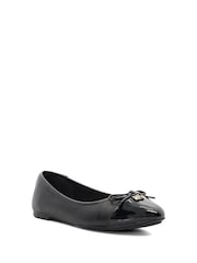 Dune London Black Wide Fit Hallo Charm Trim Ballet Flat Shoes - Image 3 of 6