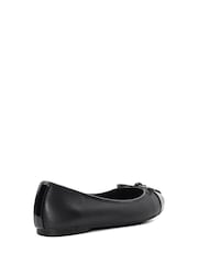 Dune London Black Wide Fit Hallo Charm Trim Ballet Flat Shoes - Image 4 of 6