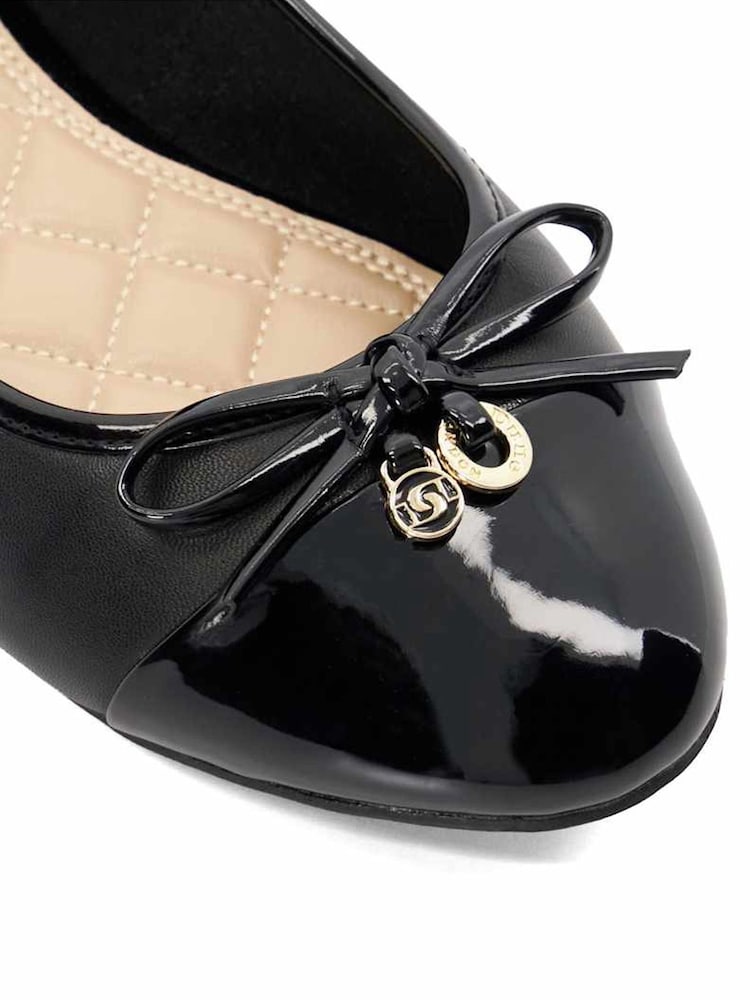 Dune London Black Wide Fit Hallo Charm Trim Ballet Flat Shoes - Image 6 of 6