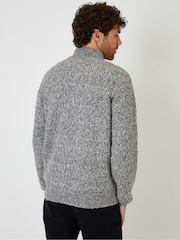 Threadbare Grey Knitted Quarter Zip Jumper - Image 2 of 4