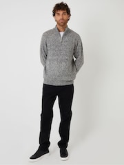 Threadbare Grey Knitted Quarter Zip Jumper - Image 3 of 4