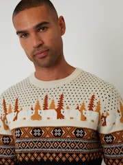 Threadbare Black Cable Knit Fairisle Pattern Christmas Jumper - Image 5 of 5