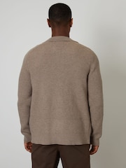 Threadbare Brown Knitted Collared Cardigan Jacket - Image 2 of 4