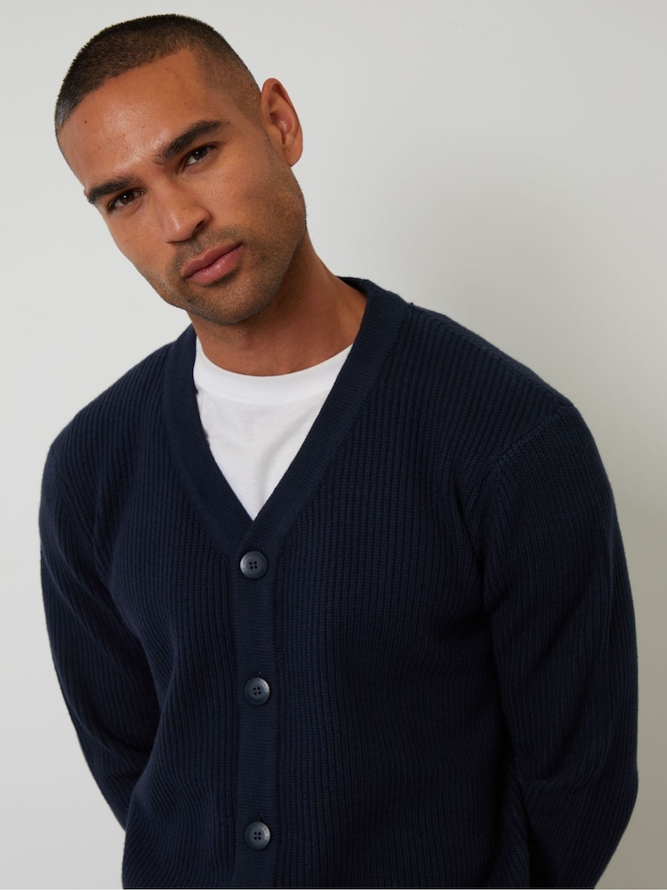 Threadbare Blue Rib Knit Button Up Cardigan - Image 4 of 4 Threadbare Blue Rib Knit Button Up Cardigan - Image 4 of 4