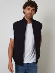 Threadbare Blue Knitted Quilted Gilet - Image 1 of 4