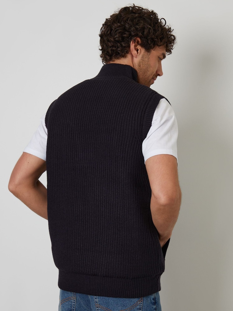 Threadbare Blue Knitted Quilted Gilet - Image 2 of 4 Threadbare Blue Knitted Quilted Gilet - Image 2 of 4