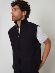 Threadbare Blue Knitted Quilted Gilet - Image 4 of 4