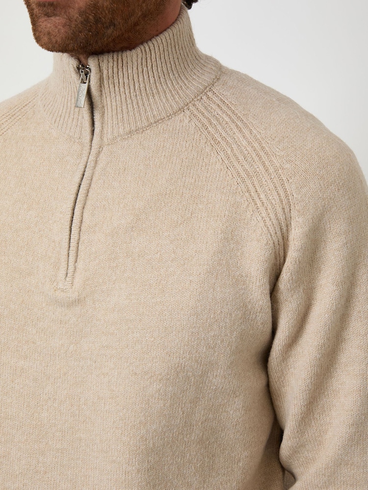 Threadbare Natural Raglan Rib Quarter Zip Knitted Jumper - Image 4 of 4 Threadbare Natural Raglan Rib Quarter Zip Knitted Jumper - Image 4 of 4