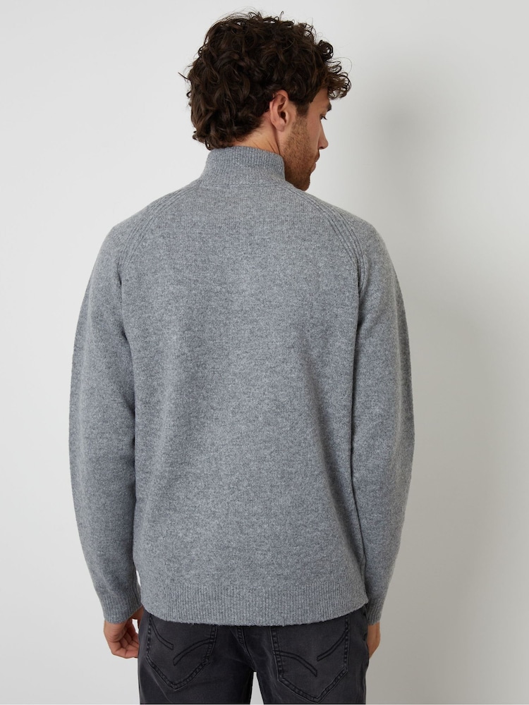 Threadbare Grey Raglan Rib Quarter Zip Knitted Jumper - Image 2 of 4 Threadbare Grey Raglan Rib Quarter Zip Knitted Jumper - Image 2 of 4