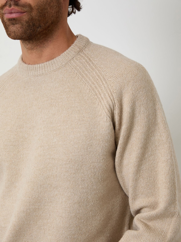 Threadbare Natural Raglan Rib Knitted Crew Neck Jumper - Image 4 of 4 Threadbare Natural Raglan Rib Knitted Crew Neck Jumper - Image 4 of 4