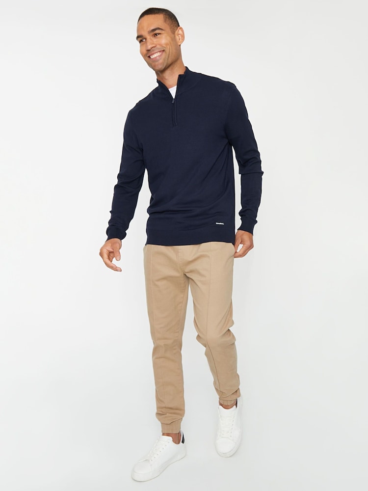 Threadbare Blue Funnel Quarter Zip Knitted Jumper - Image 4 of 4 Threadbare Blue Funnel Quarter Zip Knitted Jumper - Image 4 of 4